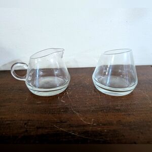 Vintage Dartington Crystal Devon Creamer & Sugar Bowl Set Frank Thrower MCM